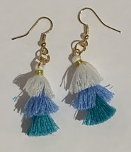 handmade earrings Shades Of Blue Tassel - $10.40