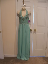 NWT $299 mint beaded bridesmaid Stage Formal Occasion long Gown sizE 9/10 - £119.27 GBP