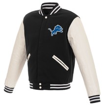 NFL Detroit Lions Reversible Fleece Jacket PVC Sleeves 2 Front Logos JH Design - £95.91 GBP