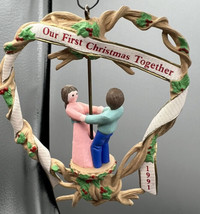 Hallmark Keepsake Ornament Our First Christmas Together 1991 Heart Shaped 3.75&quot; - £7.11 GBP