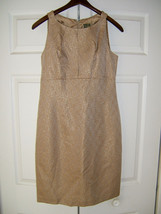 Taylor Size 4 Ladies Golden Designer Short Sleeve Metallic Dress (Beauti... - $32.62