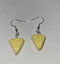 Swiss Cheese Earrings Silver Wire Wedge Holey Cheese Dairy - £6.68 GBP