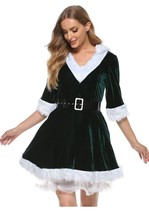 Womens Mrs Santa Claus Costume Fancy Dress Xmas Outfit Velvet Hooded Cosplay... - £13.19 GBP