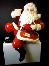 Dept 56 china Santa shelf sitter taper holder hand painted 8&quot; tall label... - £13.07 GBP