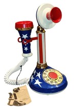 Deco-Tel USA Candlestick Telephone Stars &amp; Stripes American Telecommunications - £56.12 GBP
