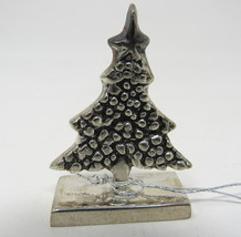 Snowy Christmas Tree Place Card Holder 2&quot; Silver Plated Solid Brass Tabl... - $14.84