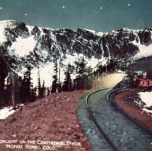 Moonlight Continental Divide Railroad Train Locomotive Postcard Vintage - £11.02 GBP