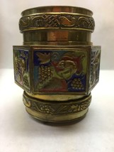 Antique Chinese Polychrome Enamel Brass Repousse Tea Caddy Box Jar Trink... - £28.03 GBP