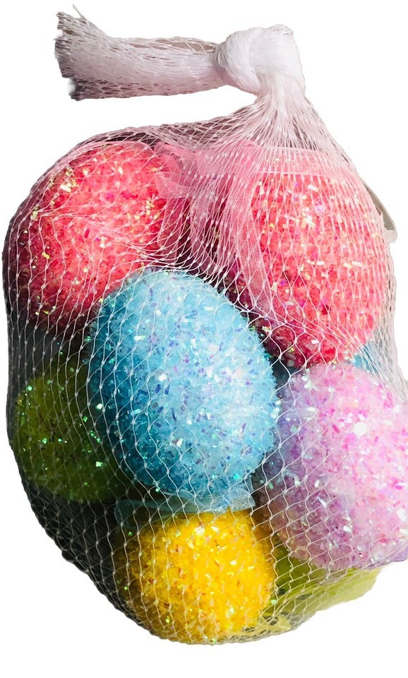 Easter Pastel Sparkle Eggs Egg 1.75&quot; Hanging Tree Ornaments Sequin 10pc - $15.72