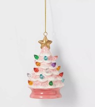 Nwt Wondershop 2023 Light Up Lit Ceramic Retro Pink Xmas Tree Ornament - £12.64 GBP