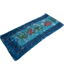 rima blue floral 100% silk rectangle scarf - $24.74