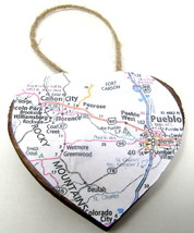 Colorado Wood Heart 3&quot; Pueblo West Canon City Ft Carson Christmas Orname... - £7.10 GBP
