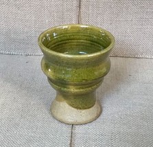 Irish Youghal Art Pottery Light Avocado Green Mini Vase Cup Planter - $13.86