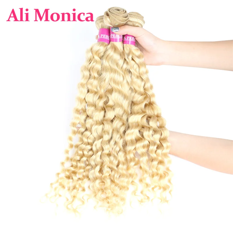 Alimonica 613 Blonde Deep Wave Bundles Human Hair Remy Brazilian Bundles for - £415.19 GBP