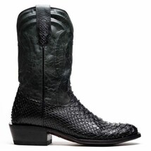 KANSAS Genuine Snake Skin Cowboy Boot from the Western Collection Black image 3