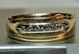14k Yellow Gold 7 Diamond .21tcw Wedding Ring Mens Sz 11.75. Anniversary Band 5g - £305.61 GBP