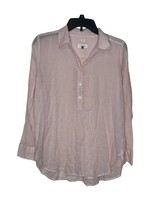 Loft Softened Women&#39;s Long Sleeve Collar Shirt Striped Pink Front Button Medium - £15.56 GBP