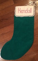 Vintage Christmas Stocking Crosstitch Green Personalized Kendall - $15.88