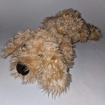 Gusto Russ Berrie Brown Shaggy Puppy Dog Plush 12&quot; Long Stuffed Animal Toy - £13.96 GBP