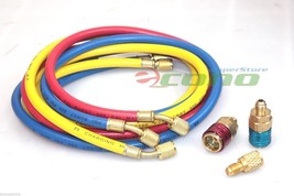 HVAC AC R12 R134A R22 Charging Testing Color Hoses w/ Quick Adapter + 1/... - £21.09 GBP