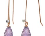 Galaxy Gold GG 14k Rose Gold Fish Hook Earrings with Diamonds and Amethysts - $207.89