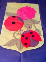 Garden House Flag Ladybugs Flowers Summer Spring 12&quot; x 18&quot; Indoor Outdoor - £5.36 GBP