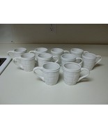 Home Interiors Basket Weave ~ Set of 10 Cups Mugs ~ White Stoneware - £41.95 GBP