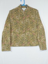 Orvis Green Camel Paisley Button Long Sleeve Shirt Top sz Small - $12.99