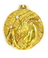 Tiffany &amp; Co. 18k Yellow Gold Capricorn Medallion Pendant w/ Diamonds 44 mm - $28,018.13