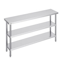 VEVOR Stainless Steel Work Table 14x60x34 in, 3 Storeys, 2 Adjustable Un... - $142.99