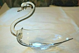 Duncan and Miller Clear Art Glass Swan Dish/Candy Dish/Mint Dish/Soap Dish 6&quot; - £13.36 GBP