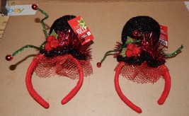Christmas Headbands 2 Each Be Jolly Holiday Funny Black Hats 151F - £3.55 GBP