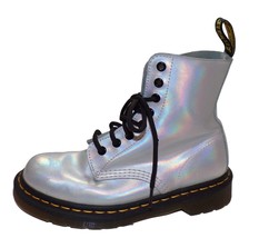 Dr. Martens Pascal in Iced Metallic Silver Combat Boots Women&#39;s size 7 - $59.35