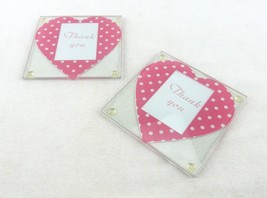 Glass Picture Frame Coasters ~ Hearts, Set/2, Thank You Gift, 1.5x2 Phot... - $4.85
