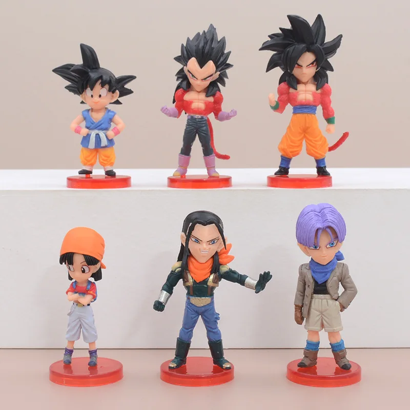 6Pcs/Set 9CM Dragon Ball GT Figure Son Goku Super Saiyan 4 And Pan PVC Model - £22.19 GBP