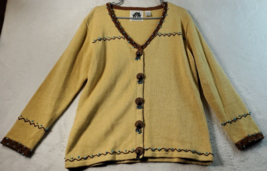 Storybook Knits Cardigan Sweater Women Large Tan Long Sleeve V Neck Button Front - £19.01 GBP