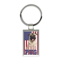 PUG USA : Gift Keychain Flag American Dog Lover Pet United States Cute - £6.31 GBP