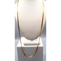Basic Vintage Herringbone Chain Necklace, Gold Tone Long Minimalist - £28.70 GBP