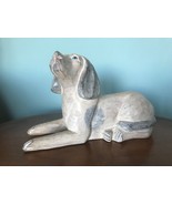 Antique Vintage Hand Carved Wood Dog White Washed Painted - $1,403.03 MXN
