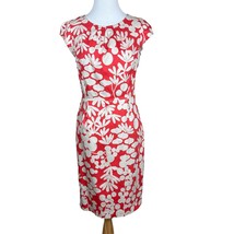 Boden Dress 6R Pink Floral Sheath Cap Sleeve Stretch Cotton Button Back Pleated - £31.95 GBP