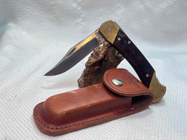 Vtg Schrade+ LB7 USA Bear Paw SIngle Folding Blade Pocket Knife With Sheath - £118.66 GBP