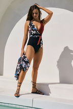 New Anthropologie Sanctuary Tie-Front Plunge One-Piece Swimsuit $125  - $65.70