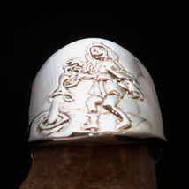 Ancient Star Sign Aquarius Men&#39;s Zodiac Pinky Ring - shiny Sterling Silver 925 - £52.19 GBP