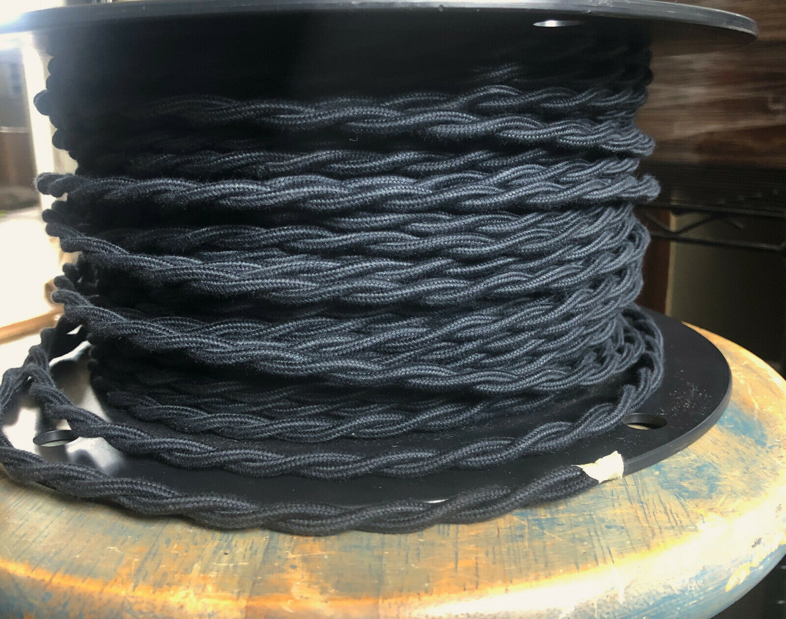 16 Gauge Black Cotton Cloth Covered Twisted Wire - Vintage Braid Style L... - $1.49
