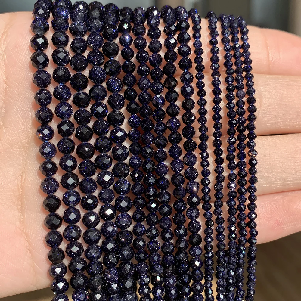 Lue sandstond sapphires 2 3 4mm faceted mineral loose beads for jewelry making diy gift thumb200