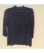 Women’s Black Lace Top Mystical Punk Retro Whimsygoth Fairycore Goth, Sz L - $27.62 CAD