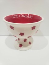 Patriotic 4th of July Terramoto Red White Ice Cream Footed Bowl  - $14.99