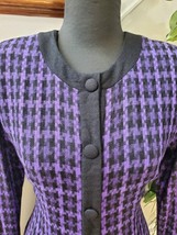 VTG Talbots Purple/Black Polyester Long Sleeve Round Neck Knee Length Dress 10 - £30.37 GBP