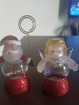 Set of Two (2) ~ Snow Globe Card Holders ~ Santa ~ Angel - $14.96