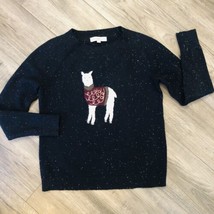 Loft Holiday Llama Sweater Long Sleeve Crew Neck Cotton Blend Size M Soft Cozy - £16.61 GBP